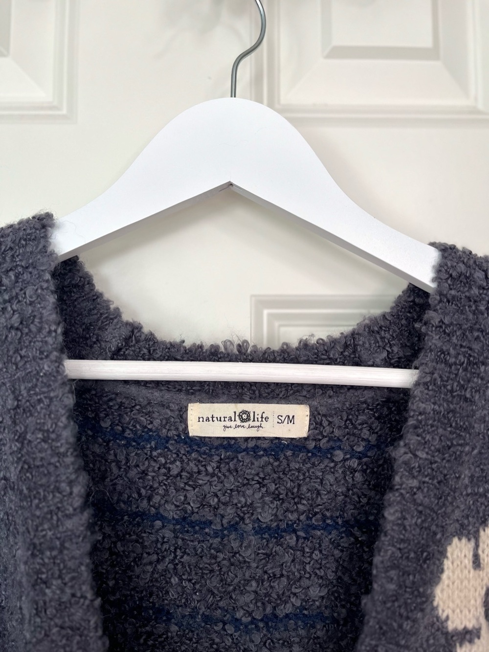 Natural Life Calla Jacquard Cardigan Sweater in Charcoal - Picture 6 of 6